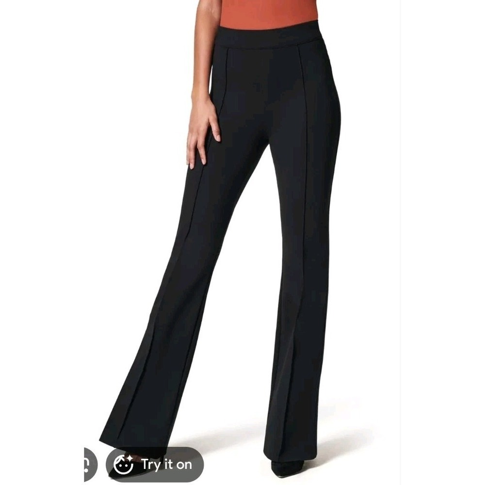 SPANX smooth PerfectFit Ponte Flare Pants SPANX black Sz Small Trouser Pull On